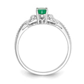 10k White Gold Emerald and Diamond Ring